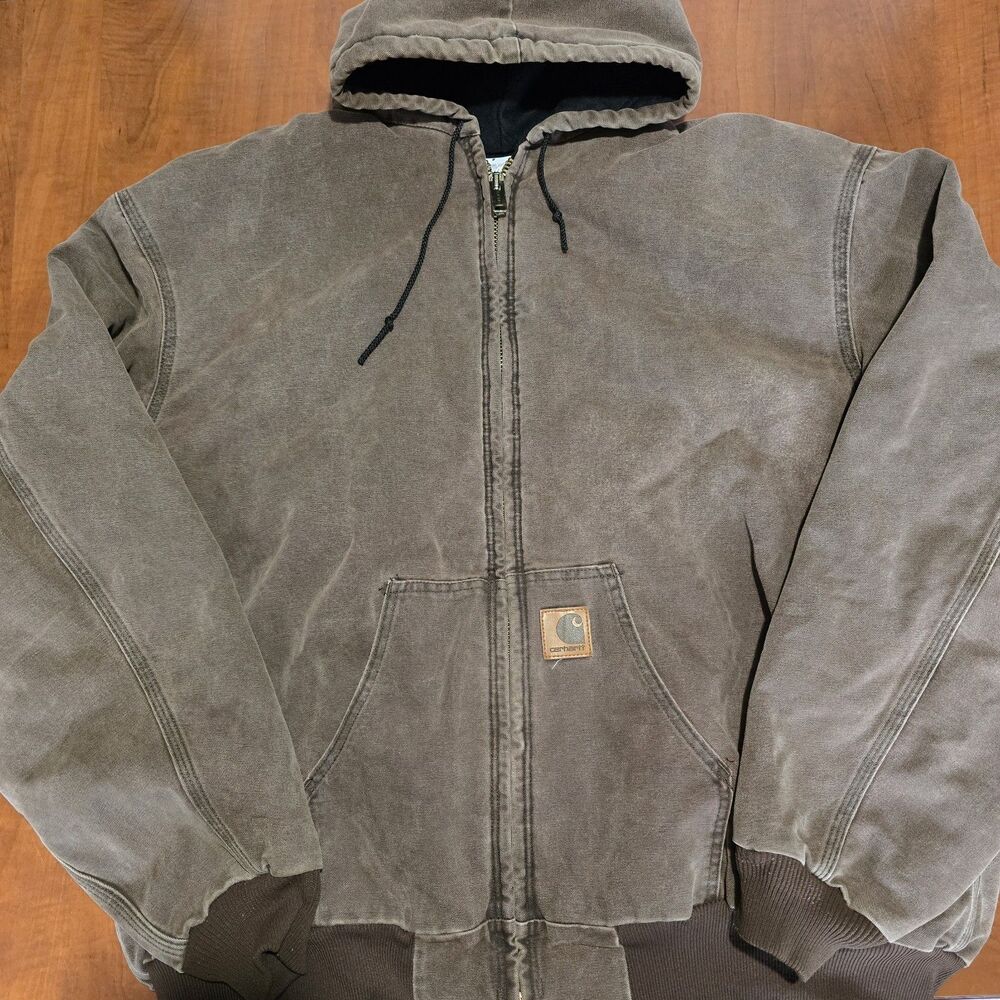 Carhartt Vintage Y2K Mens J25 Sandstone Full Zip 2 Pocket Hooded Jacket 4XLT